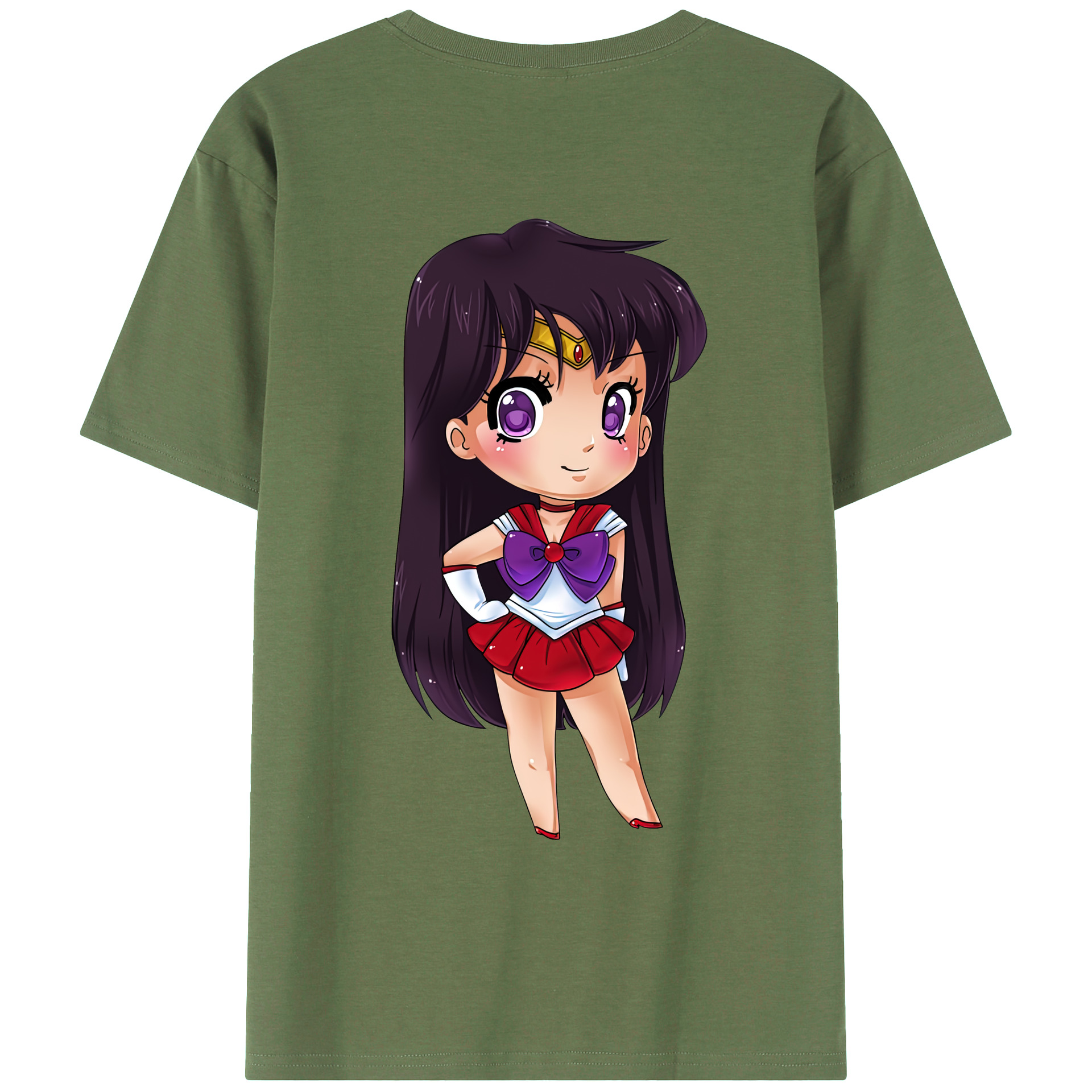 （画像用） 美少女戦士セーラームーン 火野レイ ひの レイ Sailor Moon Hino Rei （セーラーマーズ,Sailor Mars） 綿100％ メンズ半袖Tシャツ（バックプリント） 通気性